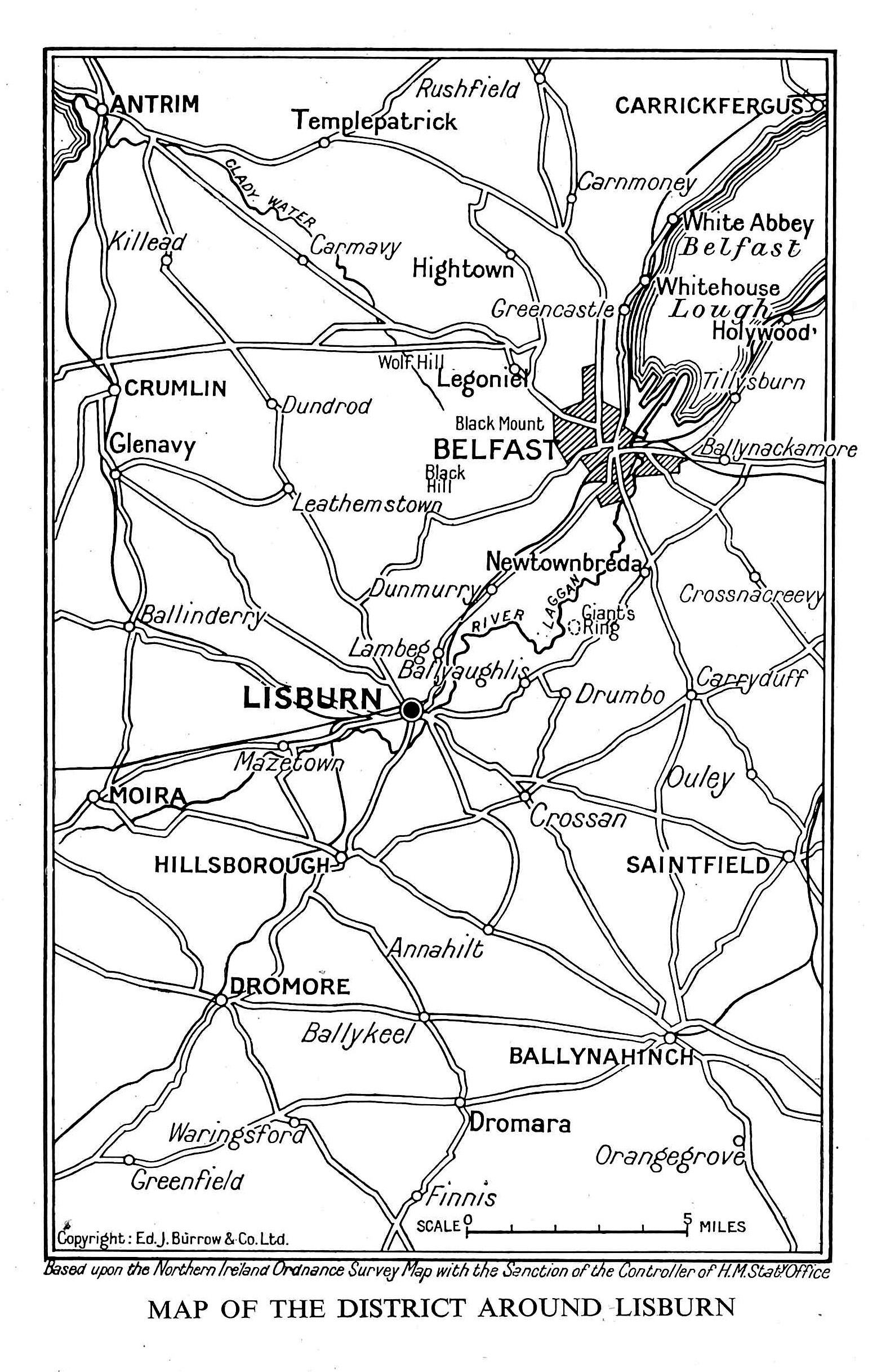 Map of Lisburn District, 1952